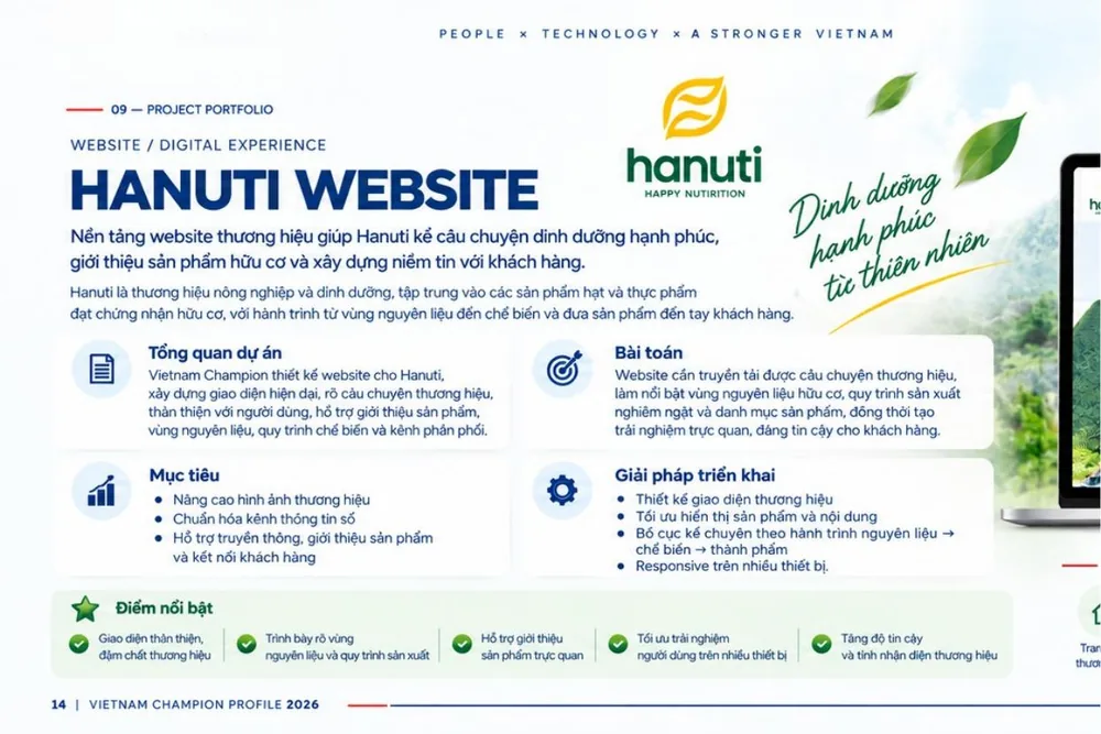Giao diện dự án Hanuti Website