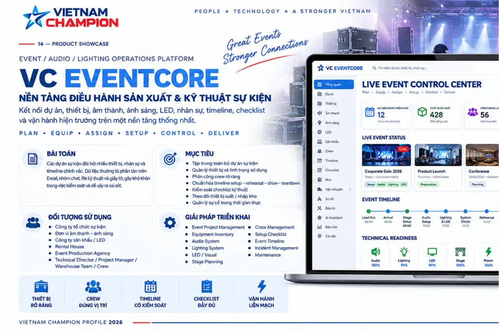Giao diện dự án VC EventCore
